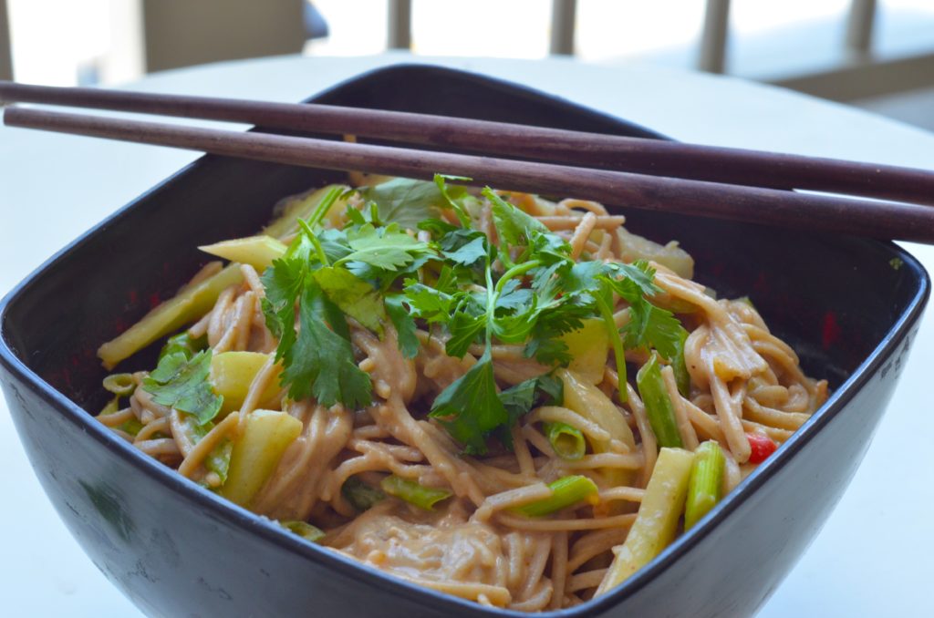Beat the Heat with Cold Peanut Soba Noodles with Cucumber and Scallions