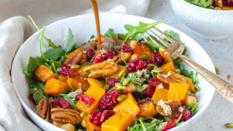 Roasted Butternut Squash Fall Harvest Salad with Maple Balsamic