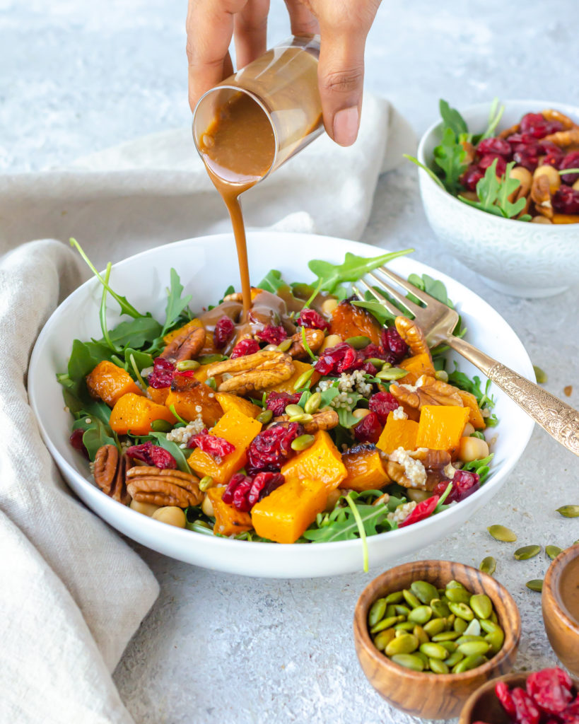 Roasted Butternut Squash Fall Harvest Salad with Maple Balsamic