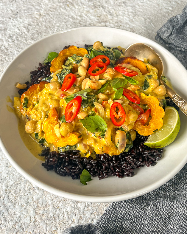 Thai Yellow Curry with Delicata Squash and Chickpeas